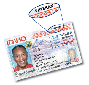 Idaho Drivers License displaying Veteran classification